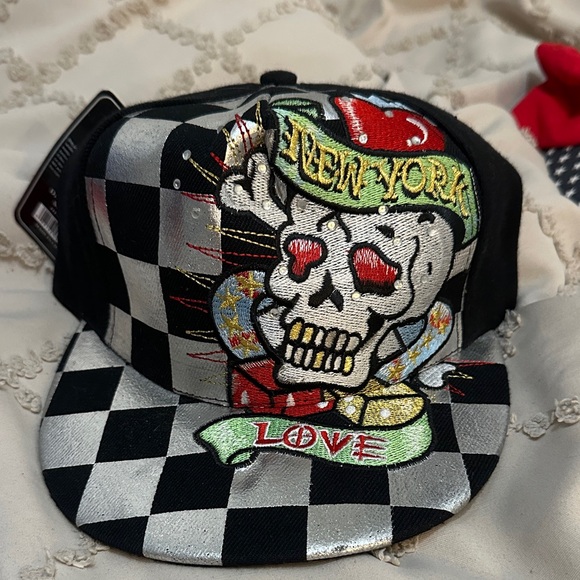 Black and Silver Checkered Skull Cap - Picture 1 of 2